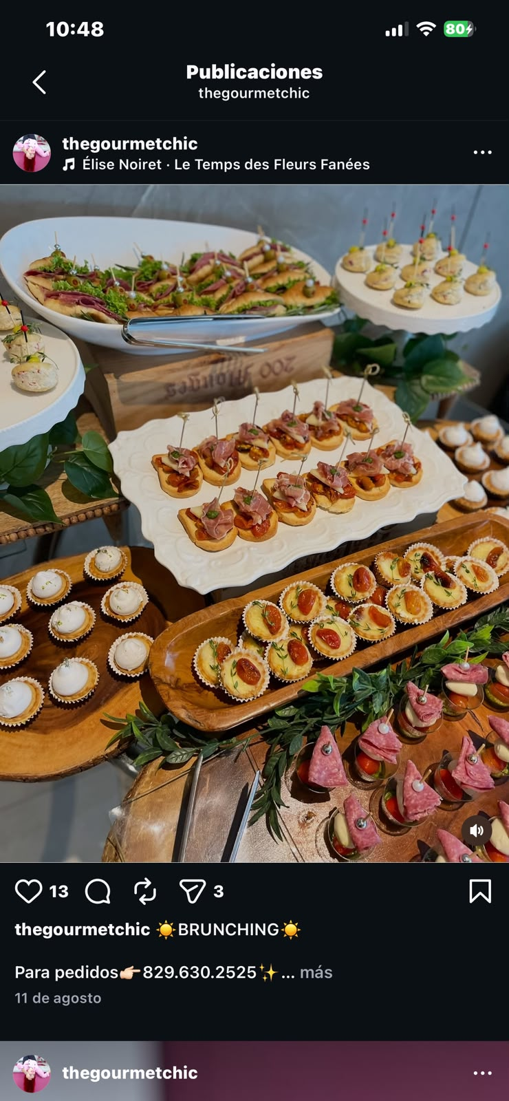 Mesa con tartaletas y una selección de picaderas Gourmet Chic