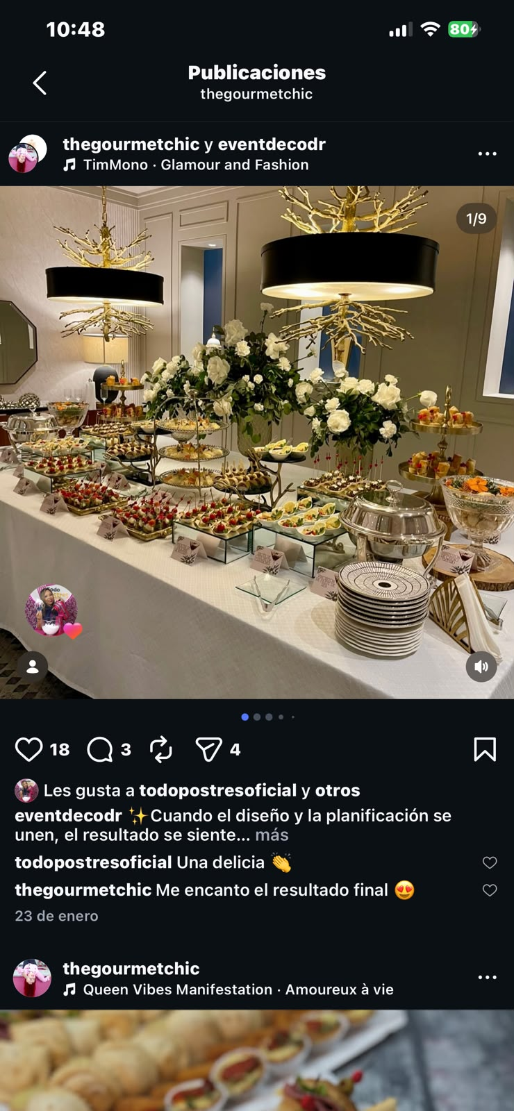 Montaje de catering de Gourmet Chic en colaboración con Event Deco RD